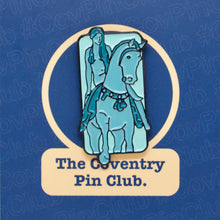 Load image into Gallery viewer, Etch and Pin Lady Godiva Coventry pin badge front