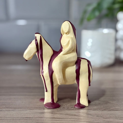 Pale Yellow/Maroon Drip Stone Godiva statue (No.73)