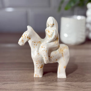 White/Gold Speckle Stone Godiva statue (No.93)