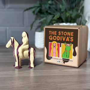 Pale Yellow/Maroon Drip Stone Godiva statue (No.73)