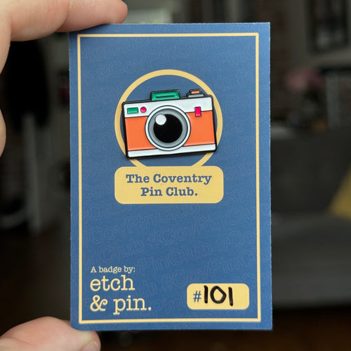 Camera pin badge