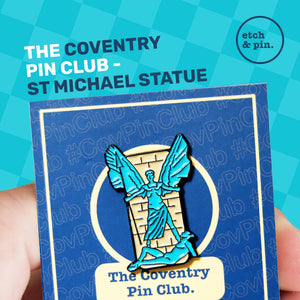 St Michael and the Devil pin badge