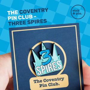 Three Spires pin badge